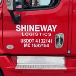 Dot vinyl lettering for truckers applied to commercial truck window