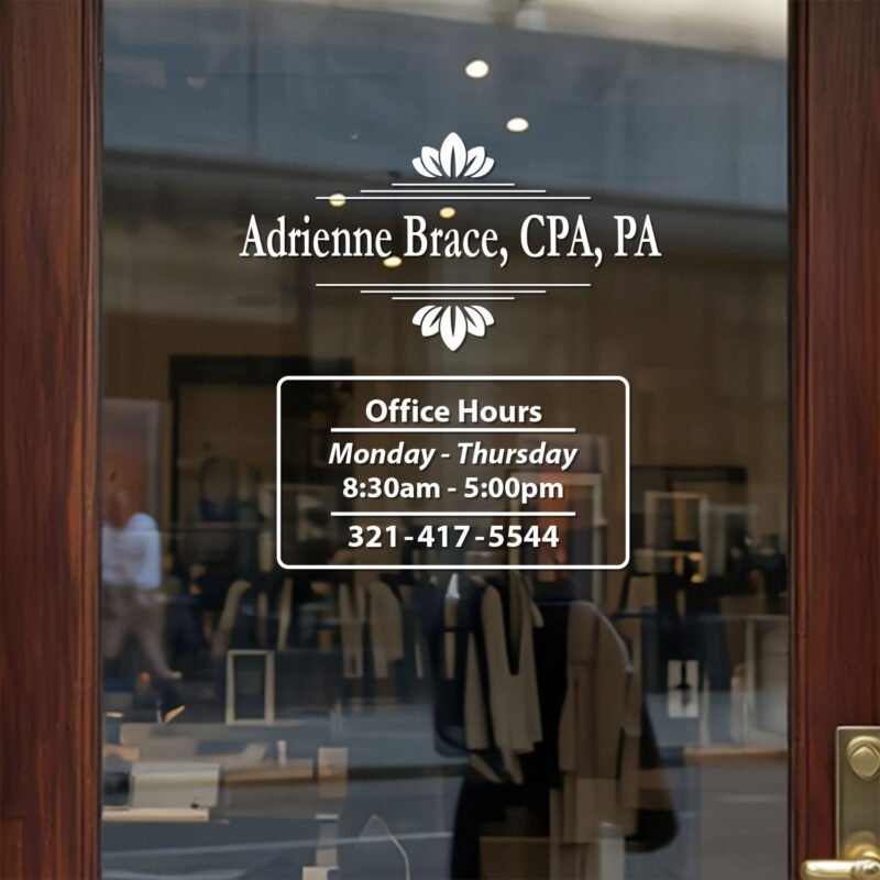 Personalized Business Hours Vinyl Decal for Glass Doors and Windows