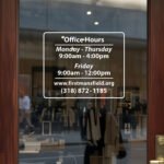 Personalized Business Hours Vinyl Decal for Glass Doors and Windows